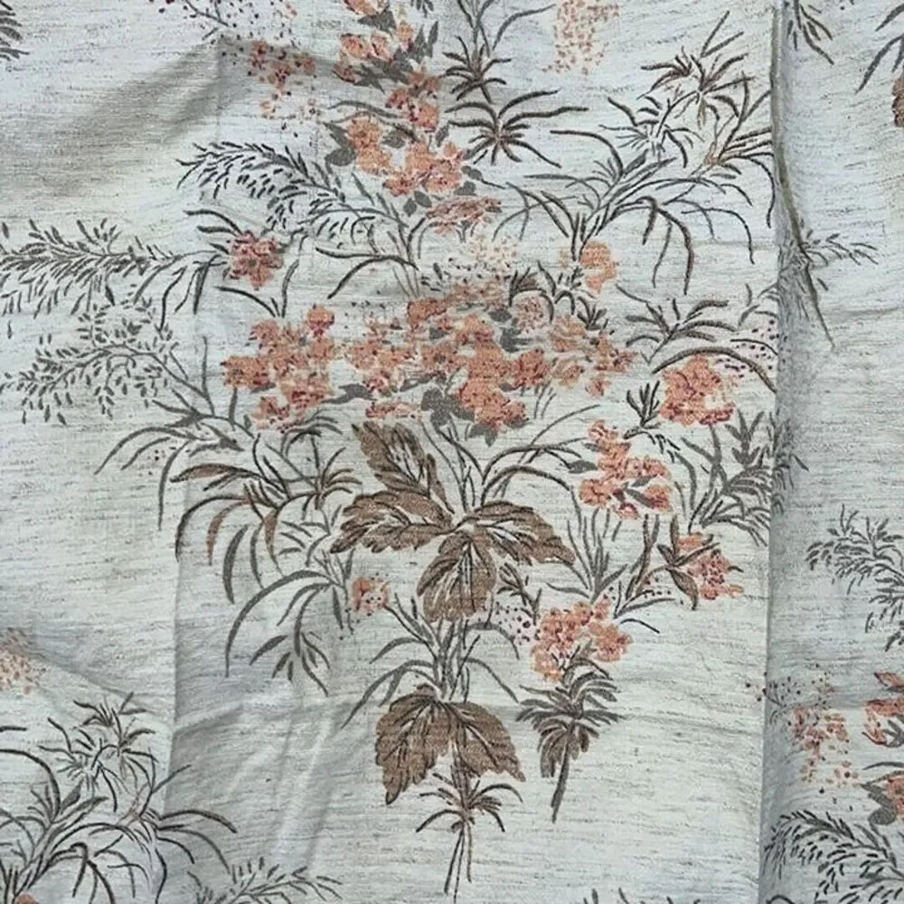 Vintage 1960s 1970s White Floral Pleated Drapes Curtains Set of 4